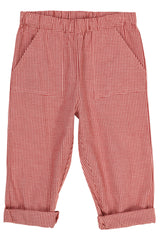CHECK PANT WITH ELASTIC AT THE WAIST - Red Check Combi