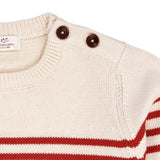Knitted Striped Sailor Jumper - Cream/Red Combi