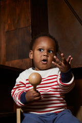 Knitted Striped Sailor Jumper - Cream/Red Combi