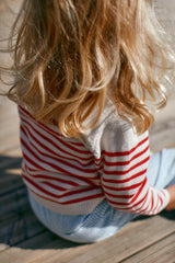 Knitted Striped Sailor Jumper - Cream/Red Combi