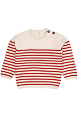 Knitted Striped Sailor Jumper - Cream/Red Combi