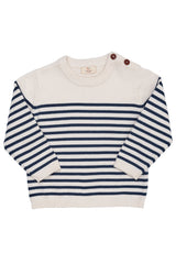 Knitted Striped Sailor Jumper - Cream Navi