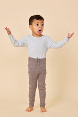 Merino Classic Rib Leggings W. Drawstrings - Natural Melange