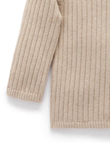 Fine Rib Jumper With Collar - Camel Melange