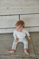 Pointelle Heart Crossover Body LS - Cream