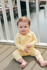 Pointelle Heart Crossover Body LS - Pale Yellow