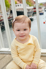 Pointelle Heart Crossover Body LS - Pale Yellow