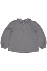 Striped Blouse W. Collar LS - Navi/Cream Stripe