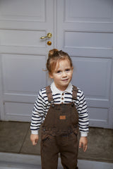 Striped Pique Polo LS- Navy Cream Stripe