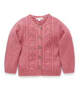 Purebaby Berry Cardigan - Raspberry Melange