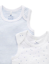 Purebaby 2 Pack Single Bodysuit - Blue