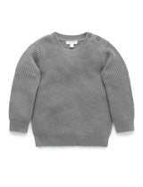 Purebaby Classic Rib Jumper - Smoke Melange