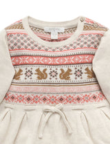 Purebaby Forest Knitted Dress - Squirrel Fairisle