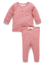 Purebaby Henley PJ Set - Crab Apple Starry Night Print
