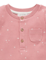 Purebaby Henley PJ Set - Crab Apple Starry Night Print