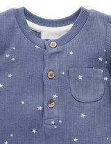 Purebaby Henley PJ Set - Bluestone Starry Night Print