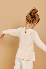 Knitted Pullover W. Frill - Soft pink
