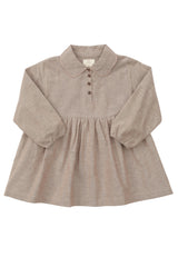 Chambray Dress With Collar - Nougat