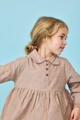 Chambray Dress With Collar - Nougat