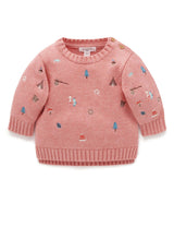 Forest Embroidered Jumper - Nectarine Melange