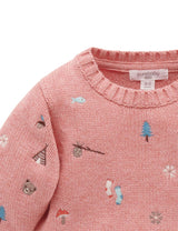 Forest Embroidered Jumper - Nectarine Melange