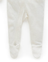 Zip Growsuit - Wheat Melange Stripe