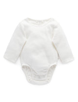 Purebaby Long Sleeve Ribbed Bodysuit - Vanilla