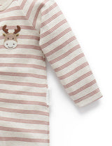 Stripped Zip Growsuit - Prune Stripe