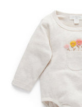 Purebaby Posie Bodysuit - Oatmeal Melange