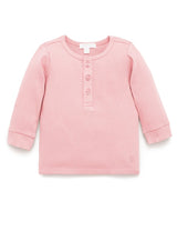 Purebaby Rib L/Slv Henley Tee - Dusty Rose