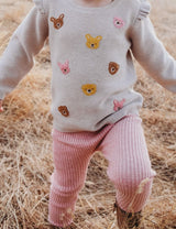 Purebaby Rib Knit Legging - Crab Apple Melange