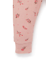 Purebaby Ruffle Rib PJ Set - Berry Leaves Print