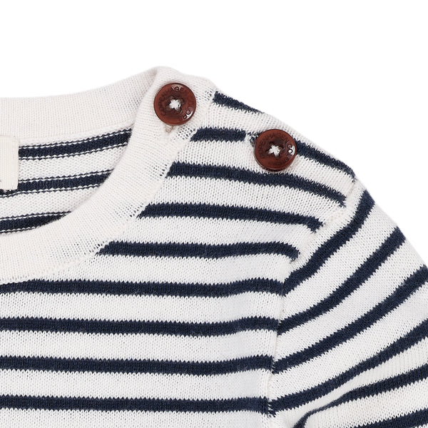 Light Knitted Stripe Body - Cream / Navy Combi