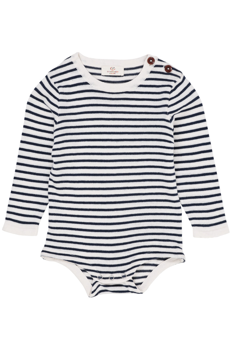 Light Knitted Stripe Body - Cream / Navy Combi