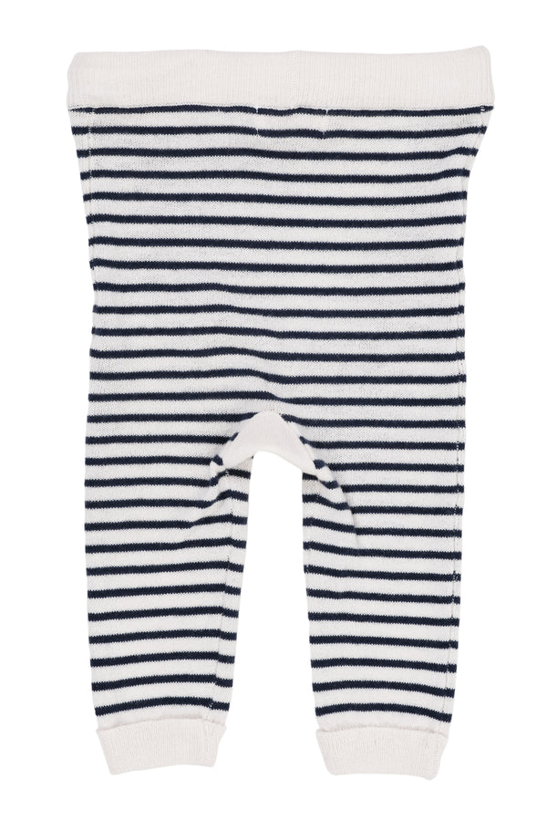 Light Knitted Striped Leggins - Cream / Navy Combi