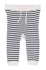 Light Knitted Striped Leggins - Cream / Navy Combi