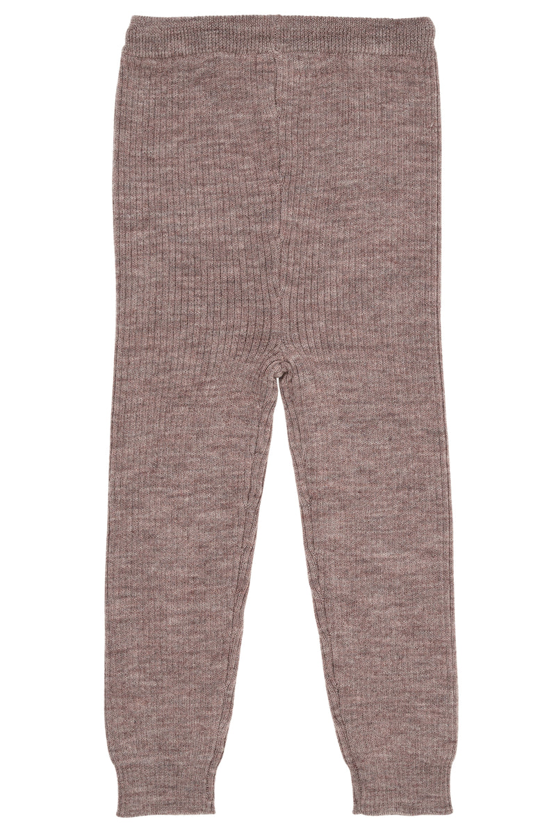 Merino Classic Rib Leggings W. Drawstrings - Natural Melange