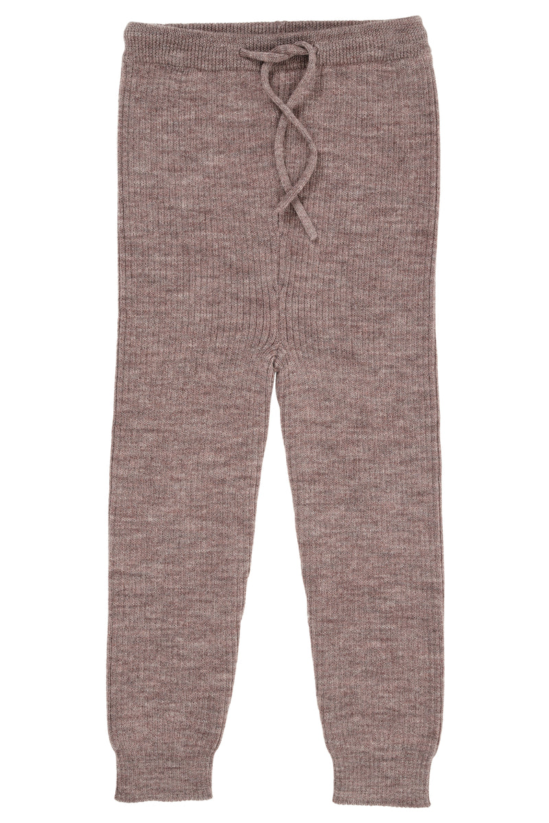 Merino Classic Rib Leggings W. Drawstrings - Natural Melange