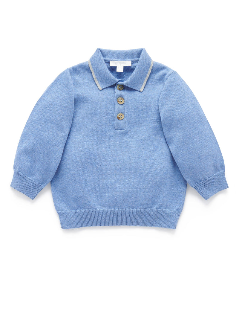 Button Neck Jumper - Frost Melange