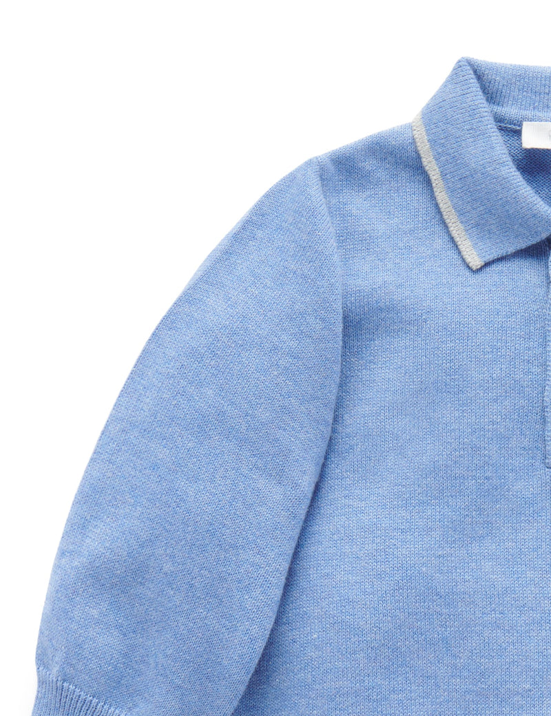 Button Neck Jumper - Frost Melange