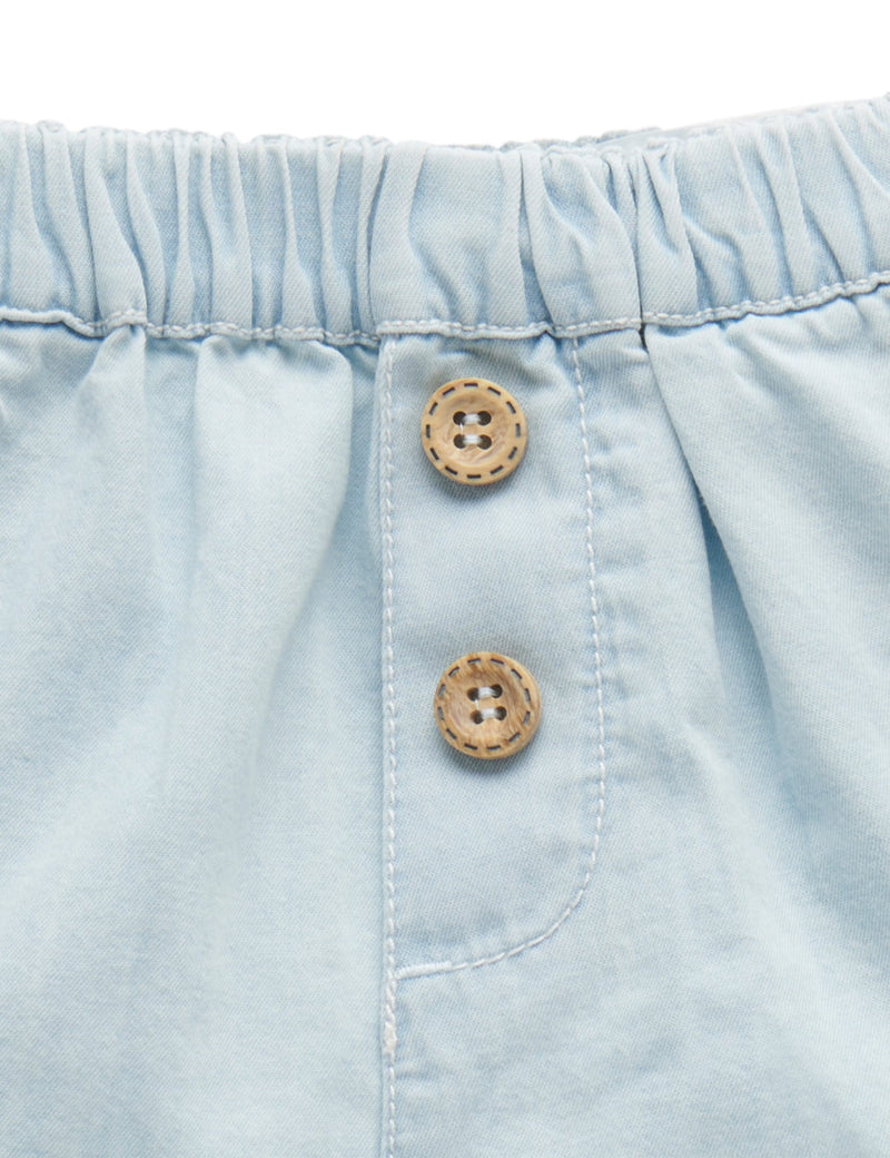 Ruffle Shorts - Faded Denim