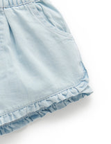 Ruffle Shorts - Faded Denim