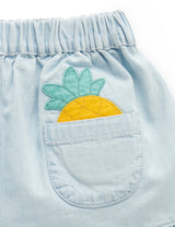 Ruffle Shorts - Faded Denim