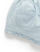 Ruffle Shorts - Faded Denim