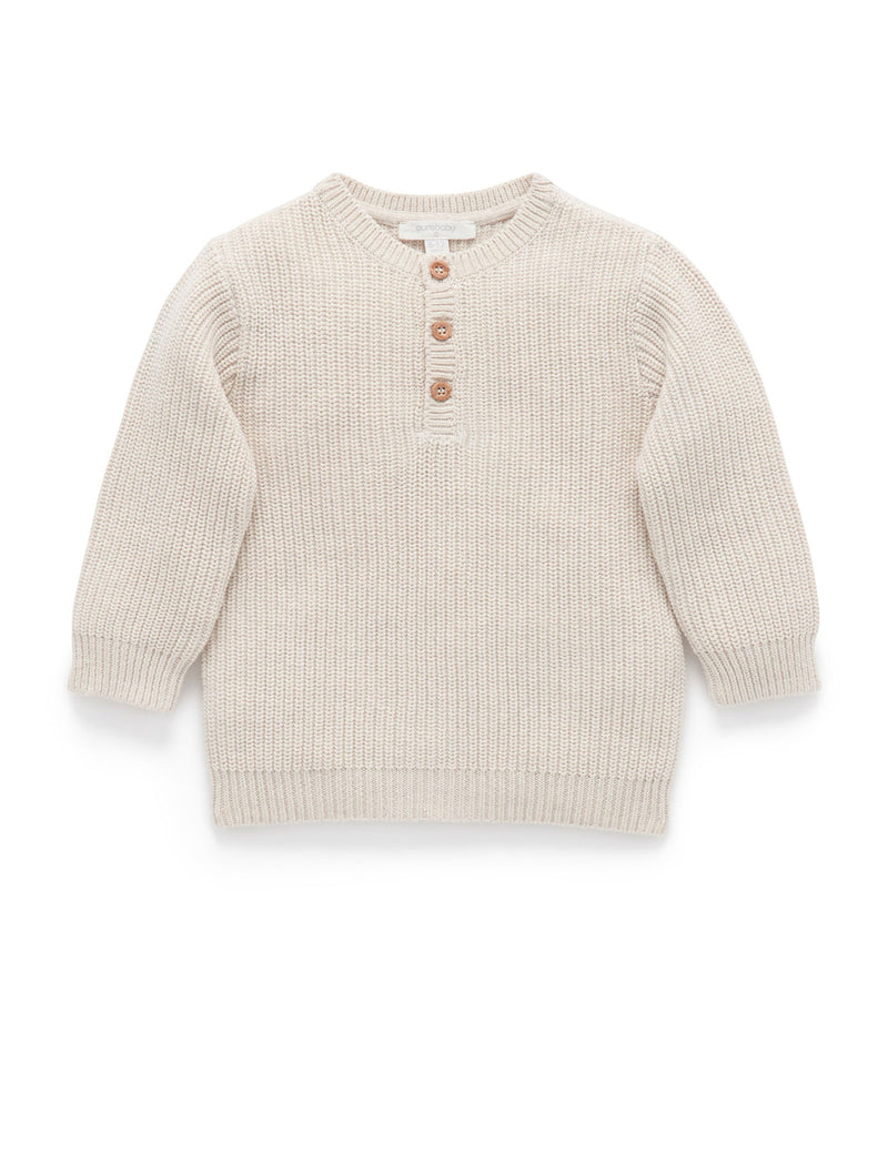 Henley Neck Jumper - Wheat