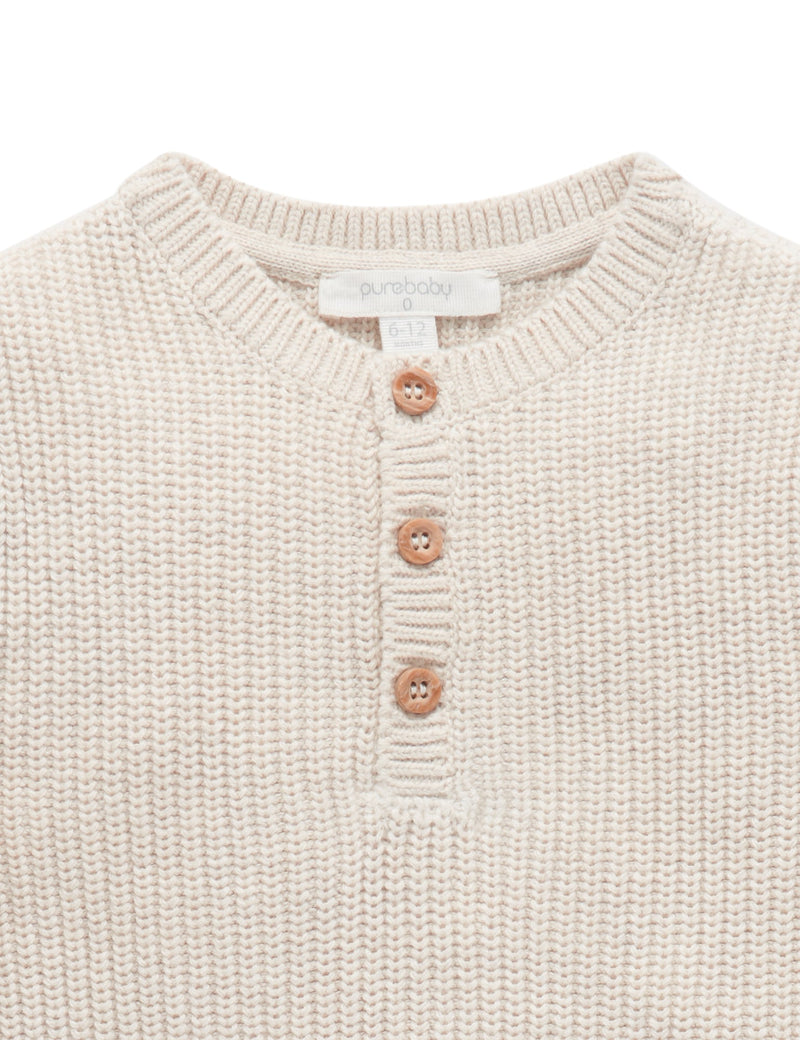 Henley Neck Jumper - Wheat