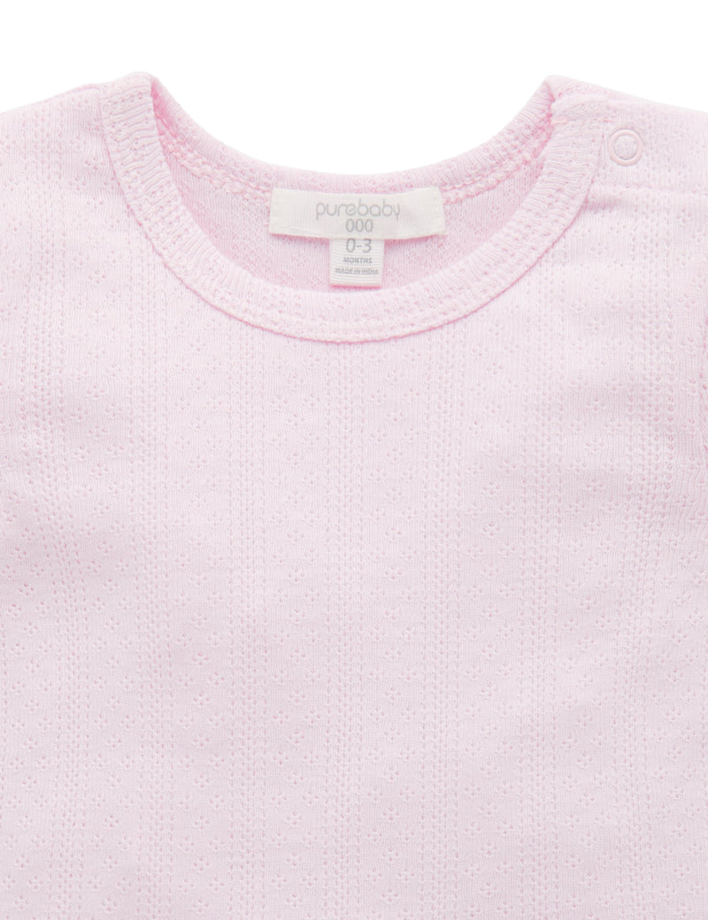 Pointelle Sleeve Tee - Mother of Pearl