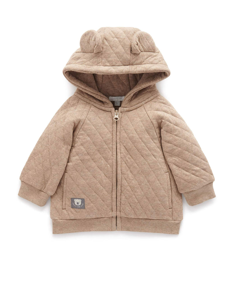 Bear Qulited Hoodie - Cinnamon Melange