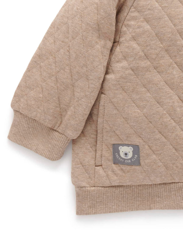 Bear Qulited Hoodie - Cinnamon Melange