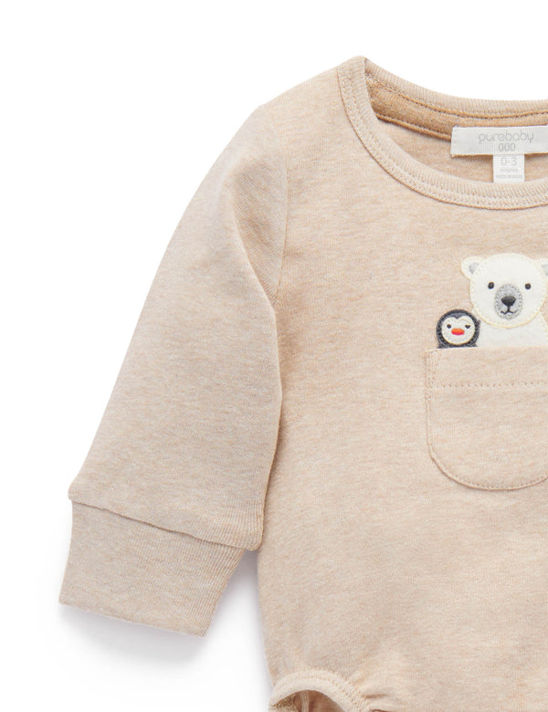 Snow Friends Bodysuit - Camel Melange